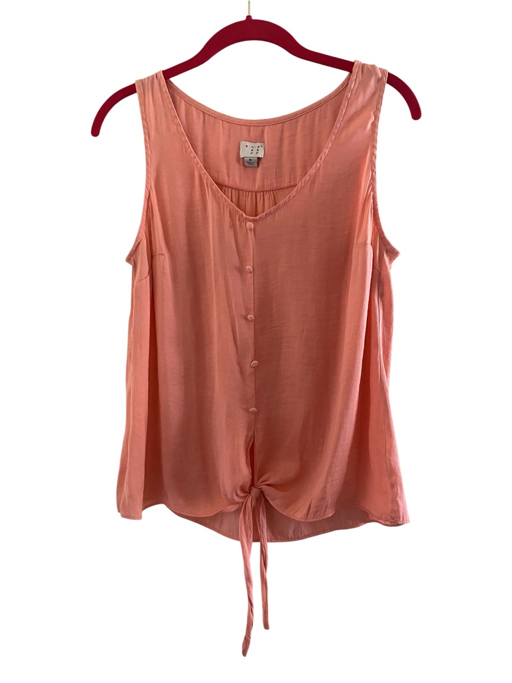 a new day Coral Tie-Front Sleeveless V-Neck Tank